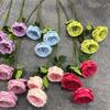 3 Flores Artificiais Rosa Austin Decoração de Parede de Fundo para Casa Casamento Flores Artificiais Falsas Decoração de Casamento de Hotel Flores de Seda Lote