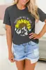 Camiseta de manga corta para mujer con cuello redondo, impresa en inglés, Amazon New Sunflower Peak Everything Will Be Good, comercio electrónico transfronterizo