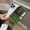 Capa de Couro Patchwork Verde de Nicho com Janela Grande para iPhone 16, Adequada para iPhone 17 Pro Max e iPhone 15