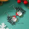Diseño europeo y americano Navidad doble cara Papá Noel pequeño dinosaurio hueso muñeco animal lindo dulce acrílico pendientes