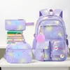 Nova Mochila Escolar Transfronteiriça para Meninas do Ensino Fundamental e Médio, Mochila Leve e Redutora de Carga, Conjunto de Três Peças para Estudantes, Mochila, Amazon