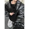 Chaqueta de Cuero PU con Cuello Alto Estilo Retro Americano para Hombre, Temporada de Primavera y Otoño, Marca de Tendencia, Holgada, Casual, Simple, Tacto de Alta Gama, Ropa de Abrigo, Top