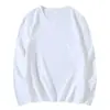 En stock camiseta de algodón peinado puro 180g cuello redondo manga larga primavera y otoño suéter fino Blanco Negro camiseta interior de otoño