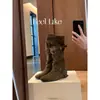 Botas de montar para mujer estilo Grape Mom, con 6 cm de altura, estilo coreano, punta redonda, tacón de bloque, con hebilla de correa cruzada, botas de motociclista