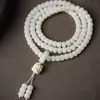 Pulsera Popular Auténtica de Raíz de Bodhi de Jade Blanco de Xiaohongshu con Cuentas de Semilla Originales de Barril Cortado Recto, Pulsera de Estilo Vintage, Collar y Pulsera de Lazo