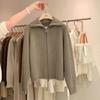 Cárdigan de cachemira grueso para mujer, nuevo, de otoño e invierno, 100% lana pura, con cremallera y solapa, chaqueta de punto suelta de lana
