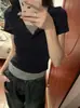 Camiseta falsa de duas peças de manga curta para mulheres Verão 2024 nova única chique slim-fit top curto