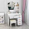 Tocador minimalista moderno para dormitorio, tocador pequeño con espejo para apartamentos de alquiler, escritorio de maquillaje de princesa