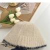 ¡Empujón enojado! Han Dai ~ sombrero de pescador tejido de lana suave y pegajosa 10% para mujer otoño e invierno trenzado color de contraste de lana sombrero de cuenca pequeña que estiliza el rostro