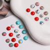 8mm redondo tinta salpicada grieta turquesa media redonda media pastilla DIY aretes parche de oreja accesorios material al por mayor