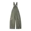 Calça cargo multi-bolsos estilo retrô americano desgastado para homens e mulheres, novo design de outono, macacão casual solto de perna larga
