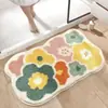 Alfombrilla de Pie Absorbente para Puerta de Baño, Alfombrilla de Suelo Doméstica para Entrada de Baño, Flores Pequeñas Frescas, Imitación de Cachemira, Cómoda