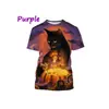 Merchandise Série Gato Preto Impressão 3D Transfronteiriça Nova Moda Unissex Camiseta de Gola Redonda Manga Curta Direto do Fabricante