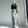 Saia feminina de outono nova, cintura alta, corte A, saia esportiva, saia casual e solta de comprimento médio