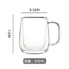 Taza de Leche y Café Creativa para el Hogar al por Mayor, Taza Aislante de Doble Pared con Asa para Oficina, Taza de Vidrio de Doble Pared