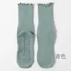 Calcetines de Yoga con Bordes Fruncidos, Calcetines Antideslizantes de Media Pantorrilla para Fitness en Interiores, Pilates, Calcetines Largos de Color Sólido para Mujer, Calcetines de Yoga