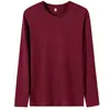 Camiseta de manga larga para hombre para primavera y otoño, corte holgado, color liso, versátil, con estampado de logo, adecuada como capa interior, top casual de cuello redondo