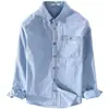 Camisa de Mezclilla Fina para Hombre 2026 Primavera Manga Larga Ropa Exterior Casual para Hombre