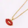 Collar Colgante Labio Rojo de Moda Cdd con Diseño de Diamante Completo, Cadena para Clavícula Sexy Personalizada, Estilo Lujoso y Sencillo, Directo de la Fábrica Fuente