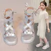 Sandalias para Niña Plata de Caña Alta Estilo Romano Infantil 2026 Verano Nuevo Estilo Sandalias de Princesa para Niñas Pequeñas para Niños Mayores