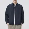 Camisa de manga larga para hombre de algodón puro 2026 nuevo estilo primavera y otoño, cuello de solapa, camisa de trabajo casual holgada, top, chaqueta ligera