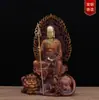 Cobre Tierra Xizang Rey Bodhisattva Adornos de Bronce para Estatuas de Buda Sentado y Escuchando a la Tierra Xizang Rey Bodhisattva Adornos de Bronce Artesanía