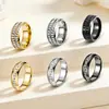 Moda Europea y Americana de Amazon Versátil Estilo Retro de los Años Dorados Fila de Diamantes Acero Inoxidable Acero de Titanio Anillos de Pareja Par de Anillos