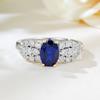 Anillo de Plata de Ley 925 Nuevo Longlong Joyería de Oro Incrustado con Rubí Sangre de Paloma de 5*7mm Lujo Completo con Diamantes Uso Diario