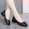Zapatos de Hebilla Cuadrada Individuales para Mujer, Sandalias de Cuero Suave de Suela Blanda para Primavera y Verano para Madres de Mediana Edad, Zapatos de Cuero Perforado de Tacón Bajo, Zapatos Huecos para Mujer, Mocasines