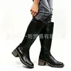 Botas de mujer de tacón grueso y largo con punta redonda y cremallera lateral, botas de caballero de talla grande para otoño e invierno, de comercio exterior transfronterizo.