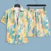 Conjunto de camisa floral de manga corta y shorts para hombre, atuendo casual y elegante de dos piezas para vacaciones en la playa junto al mar, top holgado