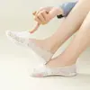 Calcetines Invisibles de Encaje para Mujer, Verano, Tipo Barco de Malla Delgada, Baja Costura, Calcetines Zapatilla, Femeninos, Tobillo, Silicona, Sin Mostrar, Antideslizantes
