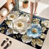 Alfombra de Barro de Diatomeas con Diseño de Flores de Lujo Ligero para Baño, Antideslizante, Absorbente, Felpudo de Entrada, Inodoro, Inodoro, Secado Rápido, Resistente a la Suciedad