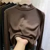Camiseta base de forro polar de doble cara para niñas, cuello alto, nueva para otoño e invierno, ajuste ceñido, manga larga, para niños mayores