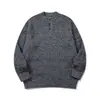 Rumen Meng Marca Tendência Retrô Japonesa Suéter Simples com Gola Henley Masculino Inverno Solto Estilo Preguiçoso Casal Malha para o Dia a Dia