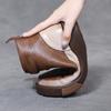 Oferta por Tiempo Limitado 99Botas de Cuero Genuino Vintage para Mujer, Zapatos de Invierno para Mujer con Suela Suave, Botas Martin de Velcro, Botas para Mujer Desgastadas