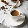 Taza de café de cerámica estilo europeo, taza de espresso italiana, juego simple de taza y platillo de café de cerámica