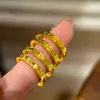 Anillo de Oro Hielo Triturado de 2 mm para Mujer, Anillo de Banda Lisa Tricolor Hielo Triturado Dorado Vietnamita Brillante, Anillo para Dedo Índice, Regalo de Cumpleaños