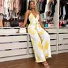 Nuevo mono de mujer estilo africano con escote en V profundo, cintura con cinturón y diseño estampado, estilo europeo y americano, atuendo de una pieza moderno para mujer