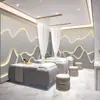 Papel tapiz de salón de belleza de lujo ligero de alta gama, mural decorativo de pared frontal de paisaje moderno, papel tapiz 3D simple de estilo chino nuevo