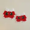 Luvas de Tricô de Natal Outono e Inverno para Mulheres Engrossadas Quentes de Ano Novo Família Vermelha 5 Dedos Pelo de Vison Luvas Infantis