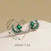 Pendientes de Estrella y Luna Color Verde Menta para Mujer, Pendientes de Zirconia de Lujo Ligero de Alta Gama para Hombre, Pendientes de Moda de Nicho para Otoño e Invierno, Venta al por Mayor desde Fabricante