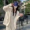 Chamarra Sudadera Blanca con Capucha para Mujer 2025 Nuevo Otoño Temprano Manga Larga Cierre Cárdigan Fino Top Estilo Coreano