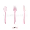 Cuchillo, Tenedor y Cuchara de Cristal Transparente con Polvo Dorado, Cuchillo, Tenedor y Cuchara Desechables para Fiesta, Fiesta de Cumpleaños, Decoración de Fiesta, Tenedor para Pastel y Postre