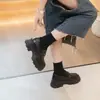YsshadiR LeFou Sapatos de Outono com Sola Grossa para Aumentar a Altura para Mulheres Baixas, Sapatos Pequenos de Couro JK de Couro de Camurça de Camada Superior, Sapatos Rasos para o Dia a Dia para Mulheres
