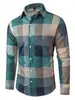 20263d Estampa Digital Camisa de Manga Longa Masculina Cardigan Xadrez Gola Reversível Camisa Masculina Mais Vendido na Amazon
