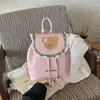 Mochila Fofa de Ursinho Feminina 2026 Nova Tendência de Moda Verão Mini Mochila com Acabamento em Renda