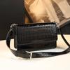 Bolso de Piel Genuina para Mujer, Nuevo Bolso Cuadrado Pequeño de Piel de Vaca con Patrón de Cocodrilo, Bolso Baguette Versátil de Hombro Cruzado para el Brazo, Verde Guisante