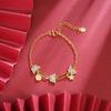 Novas Pulseiras Vietnamitas de Ouro de Areia Estilo Chinês, Pulseiras da Moda Nacional com Gotejamento de Óleo de Gato Borboleta, Joias de Design de Nicho para Mulheres Atacado