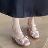 Zapatos de estilo francés de tarde noche, cómodos, con lazo de moda, punta cuadrada, Mary Janes, versátiles, no cansan los pies, tacón bajo, zapatos de vestir, para mujer